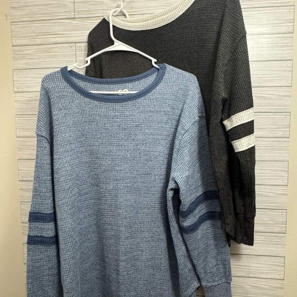 Blue and Gray Striped Sweaters - Picture 1 of 8